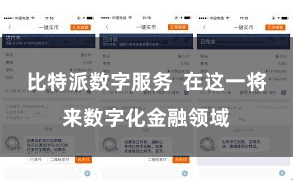 比特派数字服务  在这一将来数字化金融领域